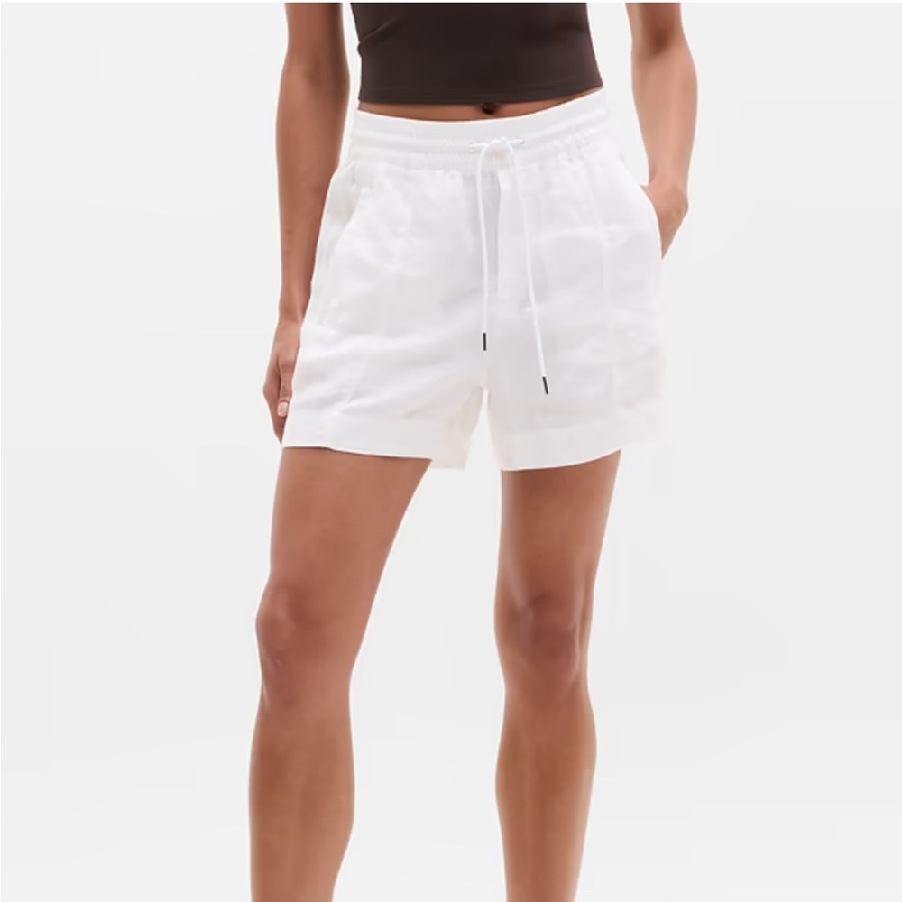 Athleta White High-Rise Drawstring Lounge Shorts